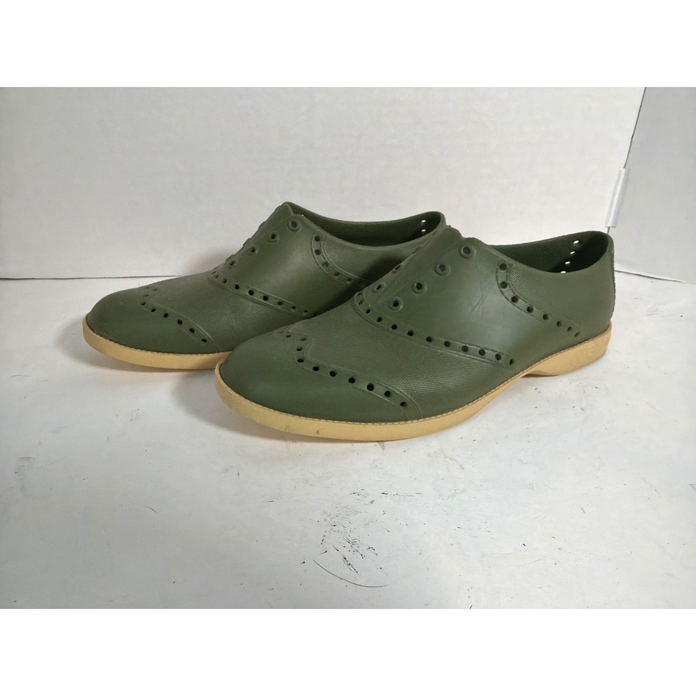 Biion Footwear Oxford Golf Shoes Olive Green EVA Waterproof Spikeless Mens 6 W 8